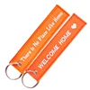 Cheap Price High Quality Custom Airline Attention Fabric Keychain Embroidery Key Tag Keyring