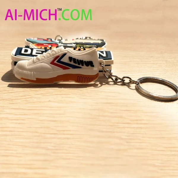 Custom Rubber 2d Sneaker Keychains Mini Running Shoe