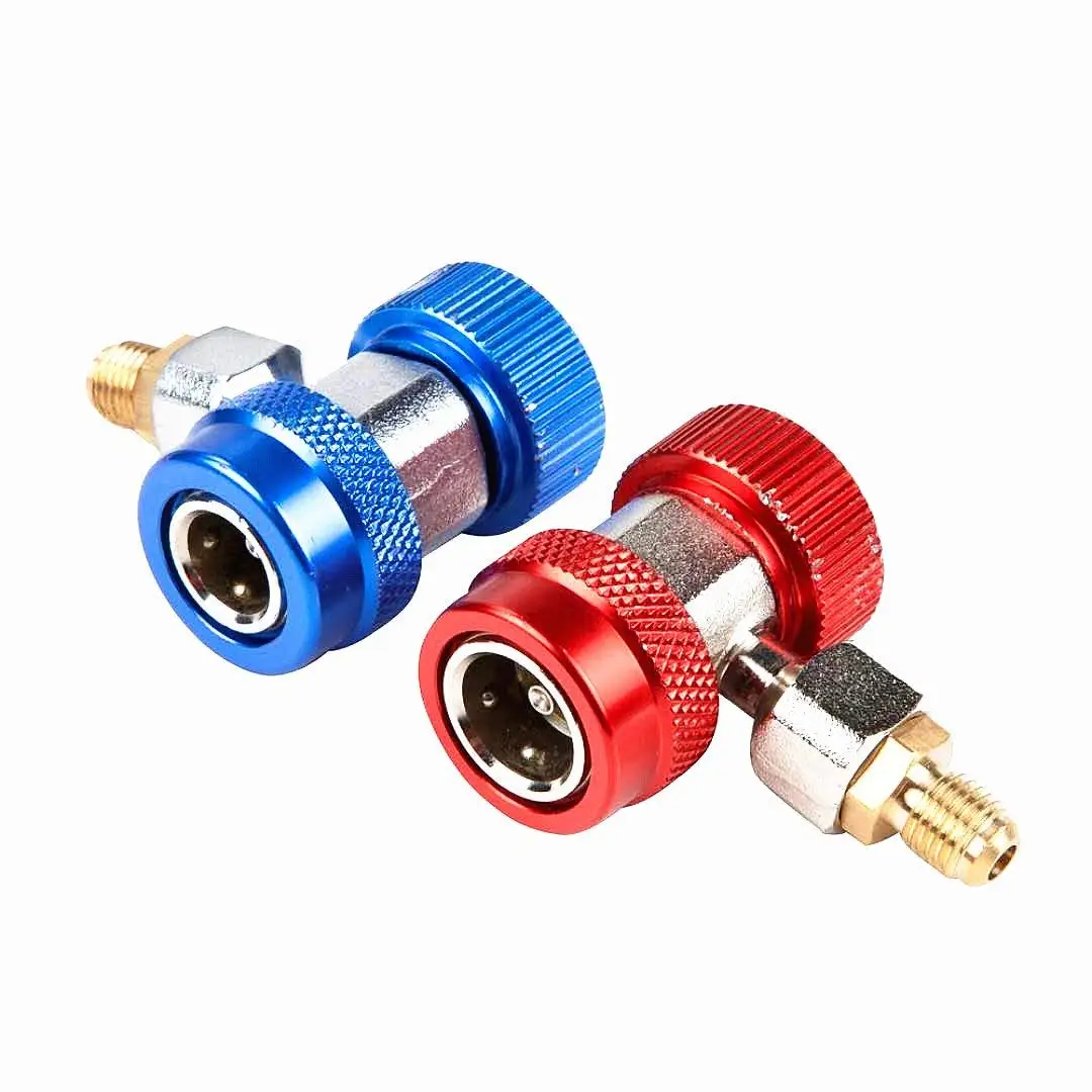 CSLU 1 Pair Freon R134A H//L Auto Car Quick Coupler Connector Brass Adapters Air Conditioning Refrigerant Adjustable AC Manifold Gauge
