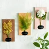 Handcrafted Hanging Glass Mason Jar Sconces Wall Decor, Wooden Boards with Colorful Hydrangea