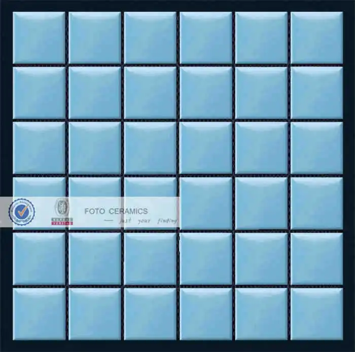 Non slip light blue glazed ceramic mosaic tile large size to pool low price