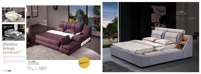 CBMMART Modern style genuine leather colorful king size bedroom furniture set