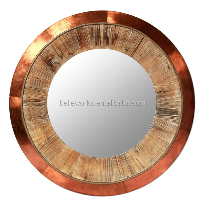 Vintage Large Round Copper Wall Mirror Vintage Large Round Copper Wall Mirror