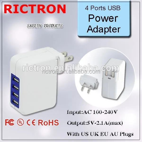 Smartphone Charger with 4-Pin USA Mains Wall Adapter for iphone ipad RC662