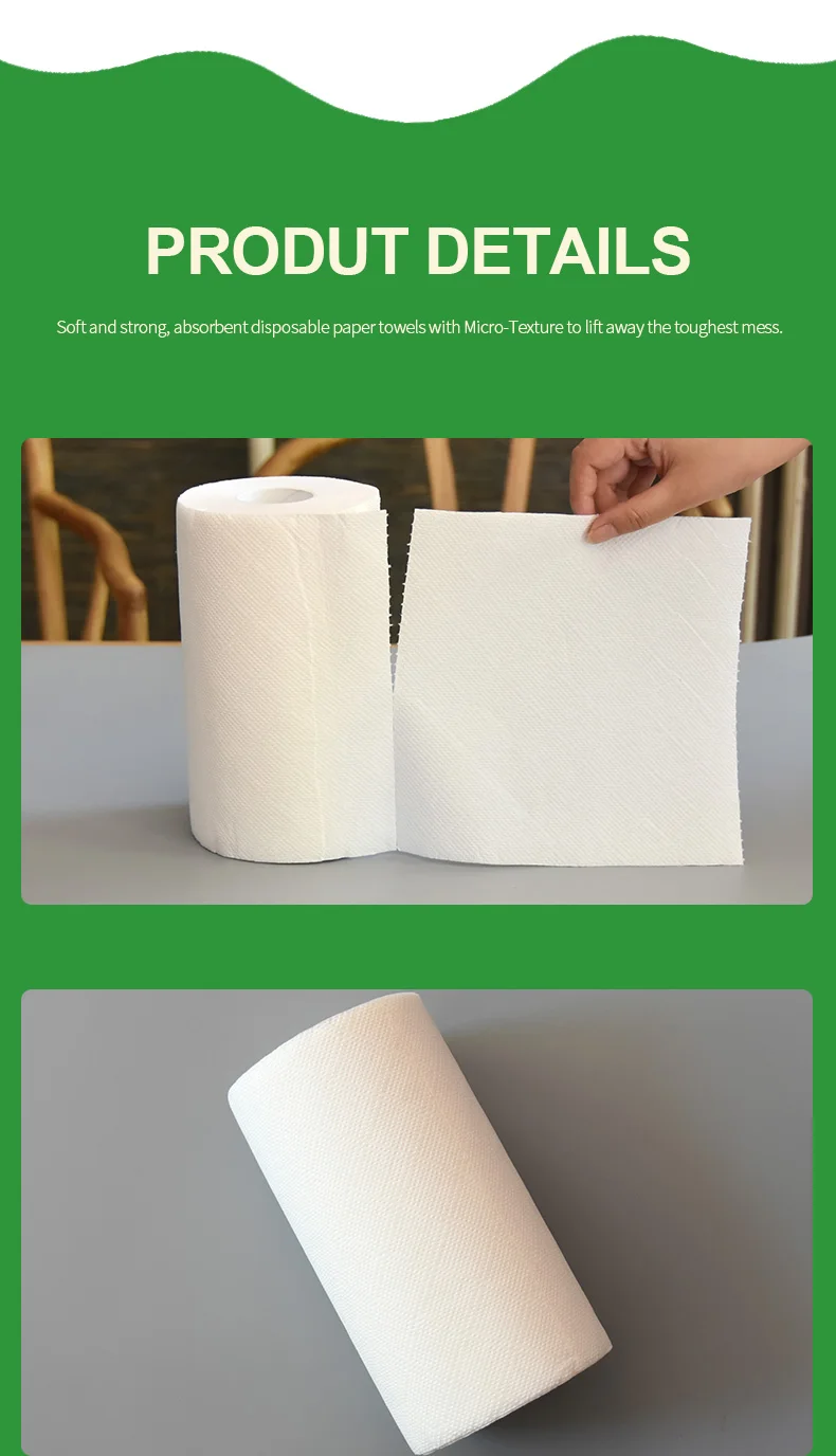 Factory Outlet Kitchen Paper Roll Towel 2ply Virgin Wood Pulp Kitchen