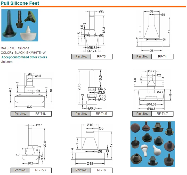 Pushin Mushroom Bumpers,Small Hard Rubber Push On Feet,Pull Silicone Insert Foot,Grommet Feet