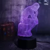 Remote Control NEW Novelty Le Poete Thinker 3D LED RGB Night Light 7 Color Bedroom Decor Baby Sleeping Table Lamp Xmas Gifts