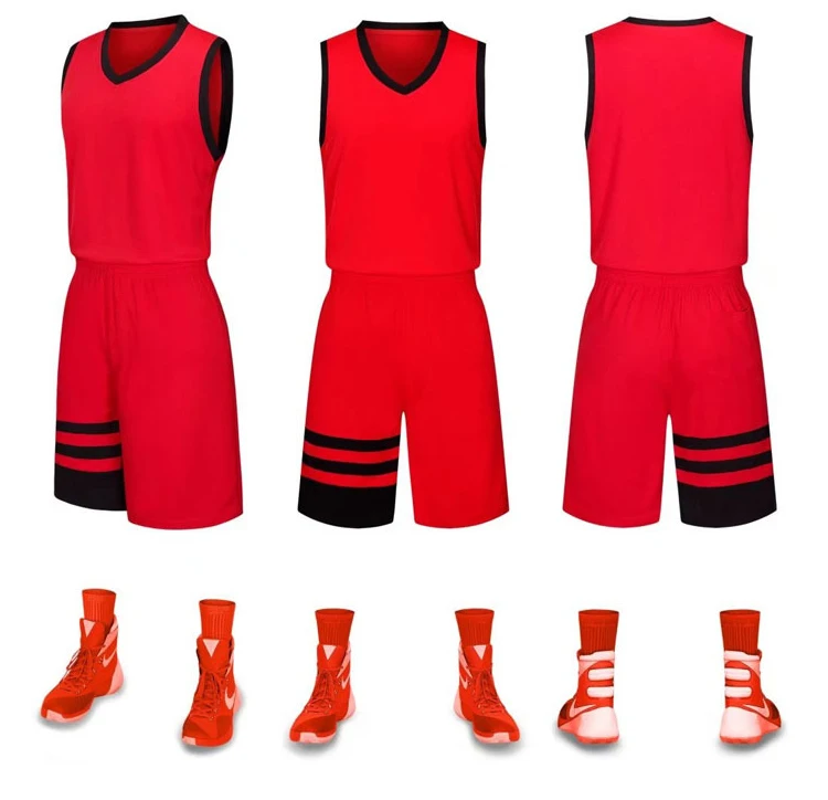 Plain Red Basketball Jersey Shorts 
