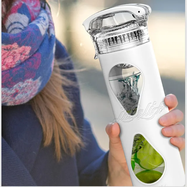 anti-broken and drop 32 oz glass water bottle with silicone