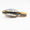 4 in 1 Portable Outdoor Pocket Knife Fork Spoon Diner Set Multi-Function Tableware for Camping yellow