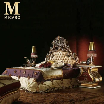 Baroque Style Royal Gold Color Solid Wood Antique Bedroom Furniture View Antique Bedroom Furniture Micaro Product Details From Foshan Micaro