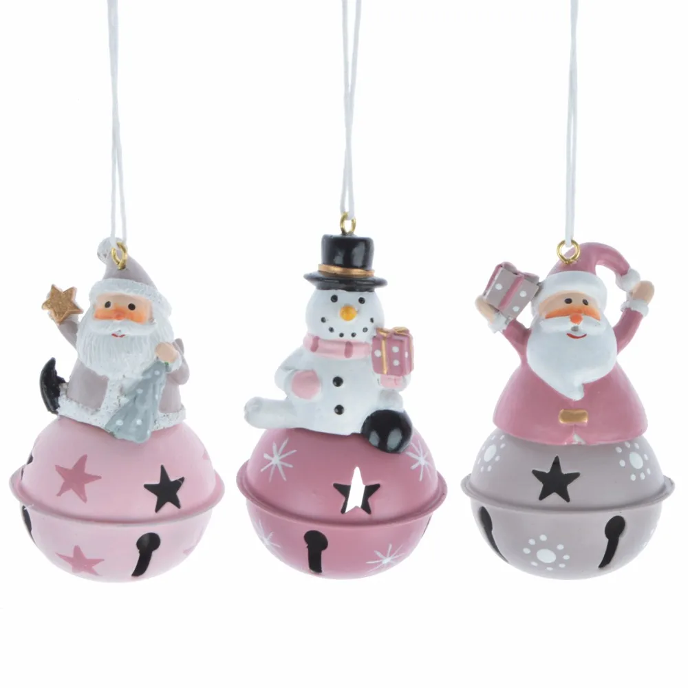 Polyresin Christmas Santa Snowman Reindeer Sitting On Jingle Bell