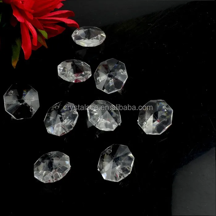 Decorative chandelier beads, 14mm-20mm octagon curtain beads in bulk , Loose / string crystal beads for christmas