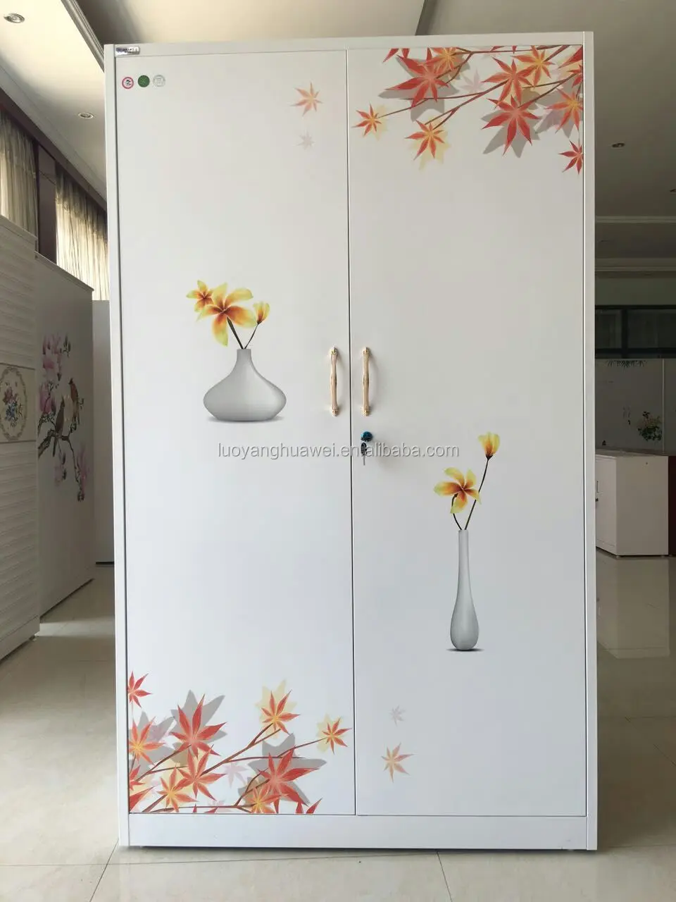 2 Heat Print Flower Color Door Living Room Wardrobe Almirah Design