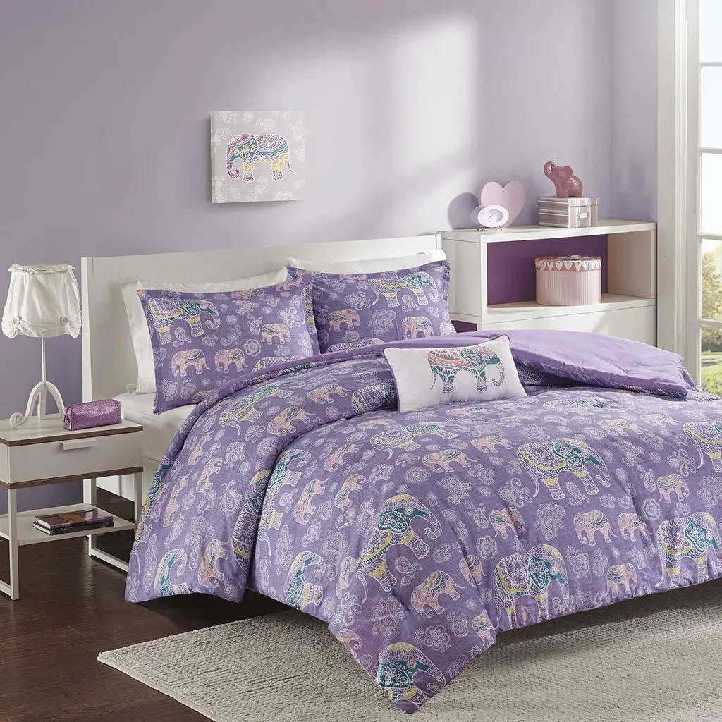 Buy Purple Turquoise Elephant Full Queen Comforter Shams