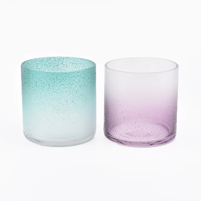 Wholesale Bluish cylinder glass candle holders home decoration