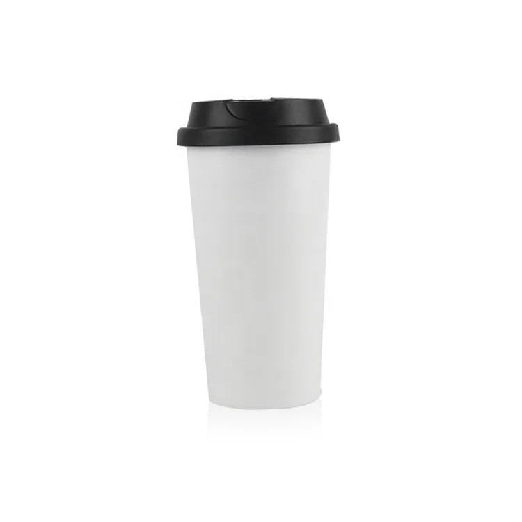 Double Wall White Travel Cup 500ml Custom Bpa Free Pp Reusable Coffee Cups With Lid Buy