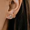 rainbow gold color earring double sided stud with evil/eye curved bar shaped fashion trendy girl women earrings
