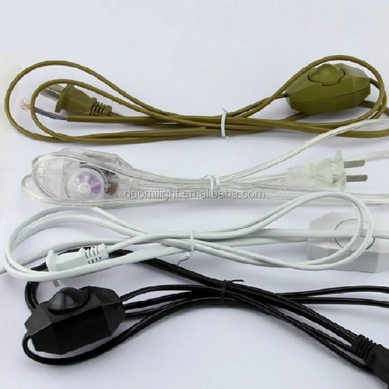 Wholesale Modern Lamp Cord Set With Dimmer Switch Ac Power Cord Black White Brown Extension