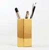 Hexagon Brass Stainless Steel Metal Vase Pen Holder Storage Tube Container Desk Ornament