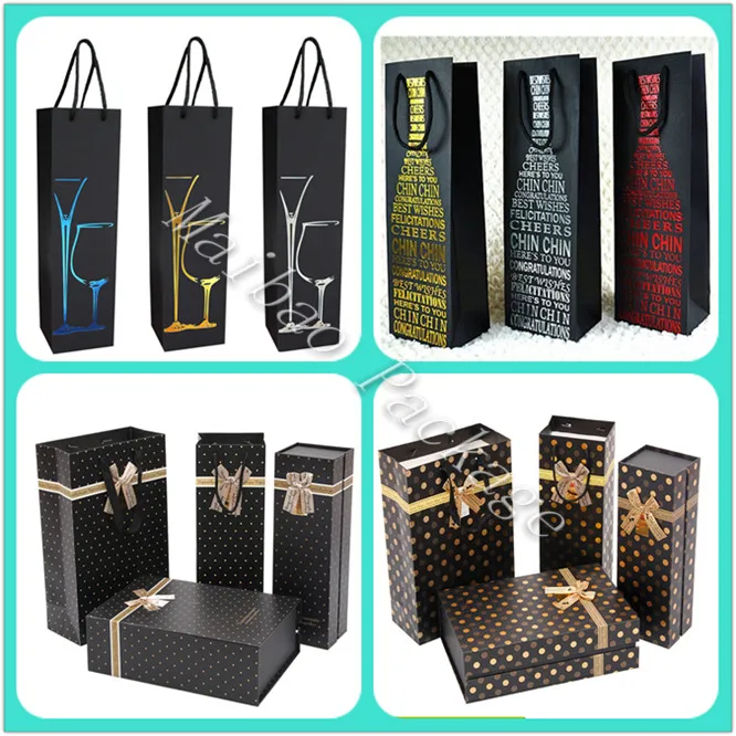 China Supplier Factory Wholesale Cheap Custom Design Printed Luxury Bottle Gift Packaging Wine Paper Bag