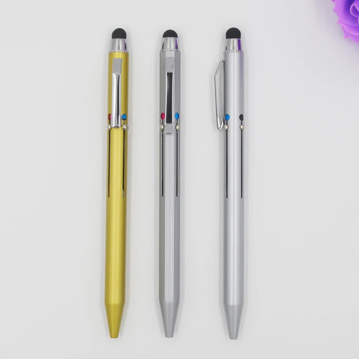 4 Ink Color Metal Pen Capacitive  Pen With Multi-color For Office And School