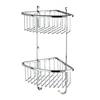 Wall corner two tier metal wire bathroom shelf for storage