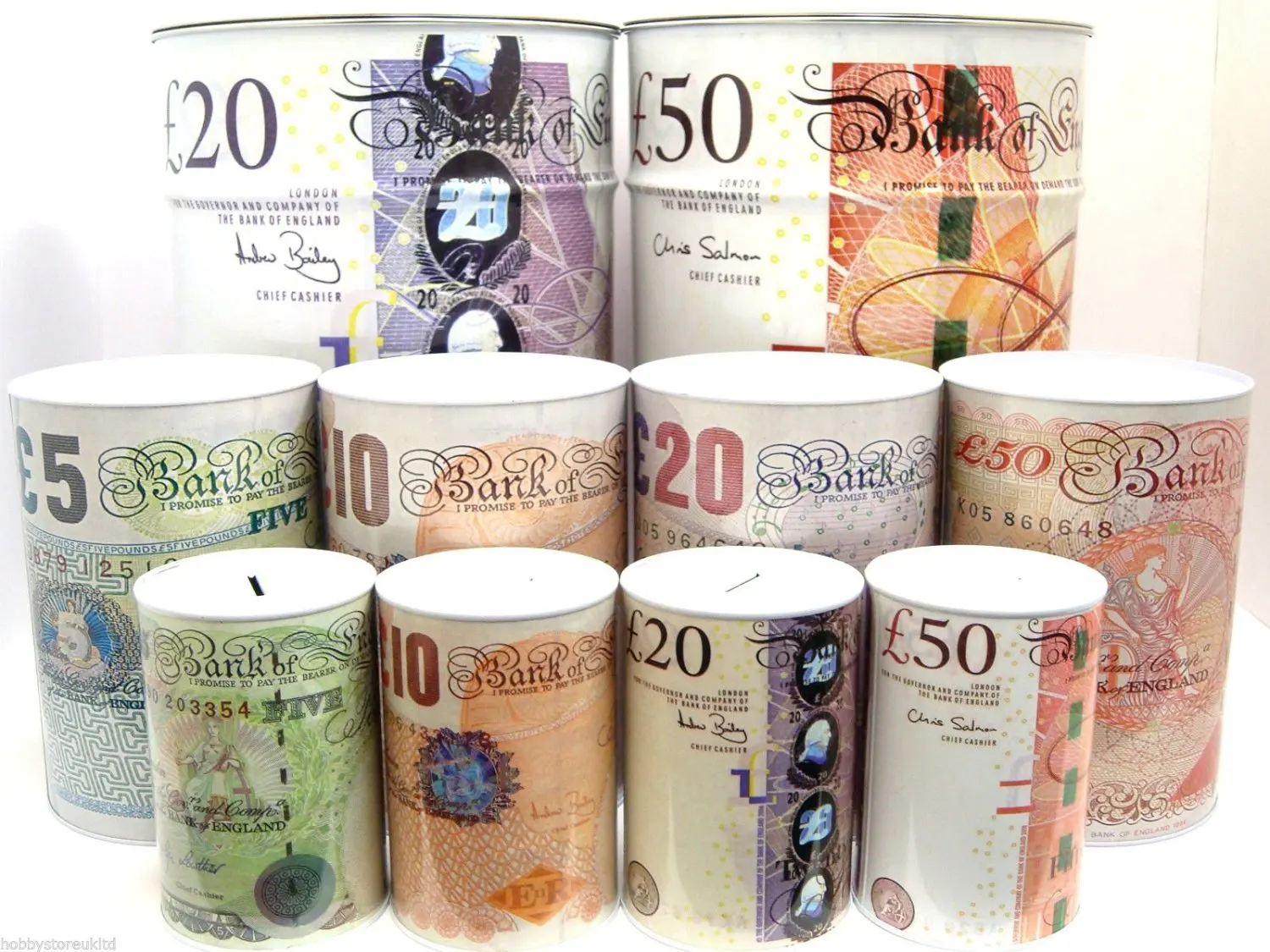 Sterling Money Tin Printed Money Box Piggy Bank Money Saving Box Cash Can Cash Tin New 10cm x 15cm Small Tin
