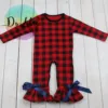 Dolike baby leotard grid organic cotton baby clothes rompers with bowknots baby winter clothes wholesale