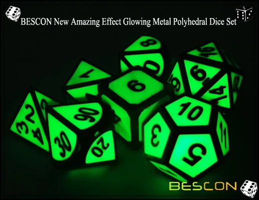 BESCON New Amazing Effect Glowing in the Dark Metal Polyhedral Role Playing RPG Game Dice Set of 7-1.jpg