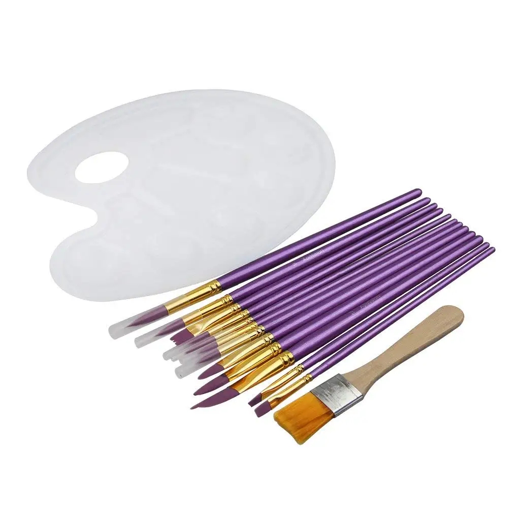 Geshiintel 10Pcs Same Nylon Hair Artist Paint Tool Watercolor Fine Head Point Tip Brushes Set