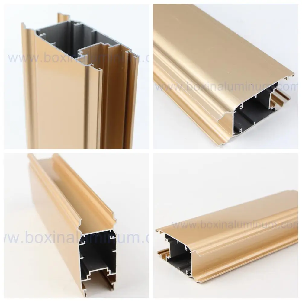 Aluminum Extrusion Profile for Window and  Door in Crystal Electrophoresis Gold Color