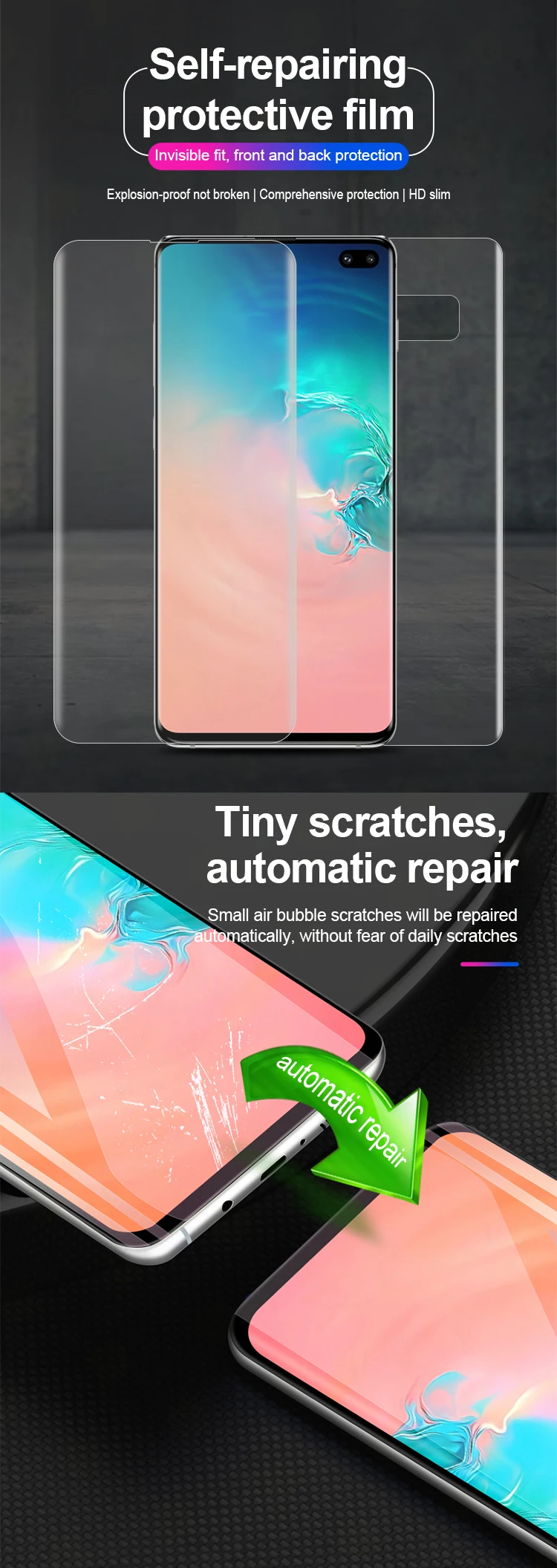 Screen Protector for Samsung Galaxy S10 Plus [Self Healing] [in-Display Fingerprint] HD Effect Flexible Film