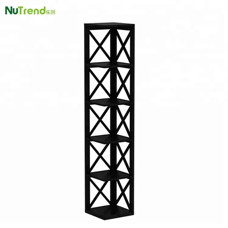 5 Tier Corner Shower Shelf Black Wooden Corner Bookcase Buy