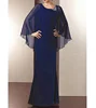 Gorgeous Blue Chiffon Sheath Jewel Neckline Full Length Mother of the Bride Dress Long Mother Evening Gowns