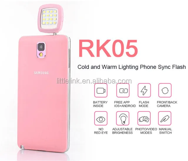 Night using selfie enhancing flash Fill light, for iphone smartphone cameras synchronization using RK05 16 leds fairly RK