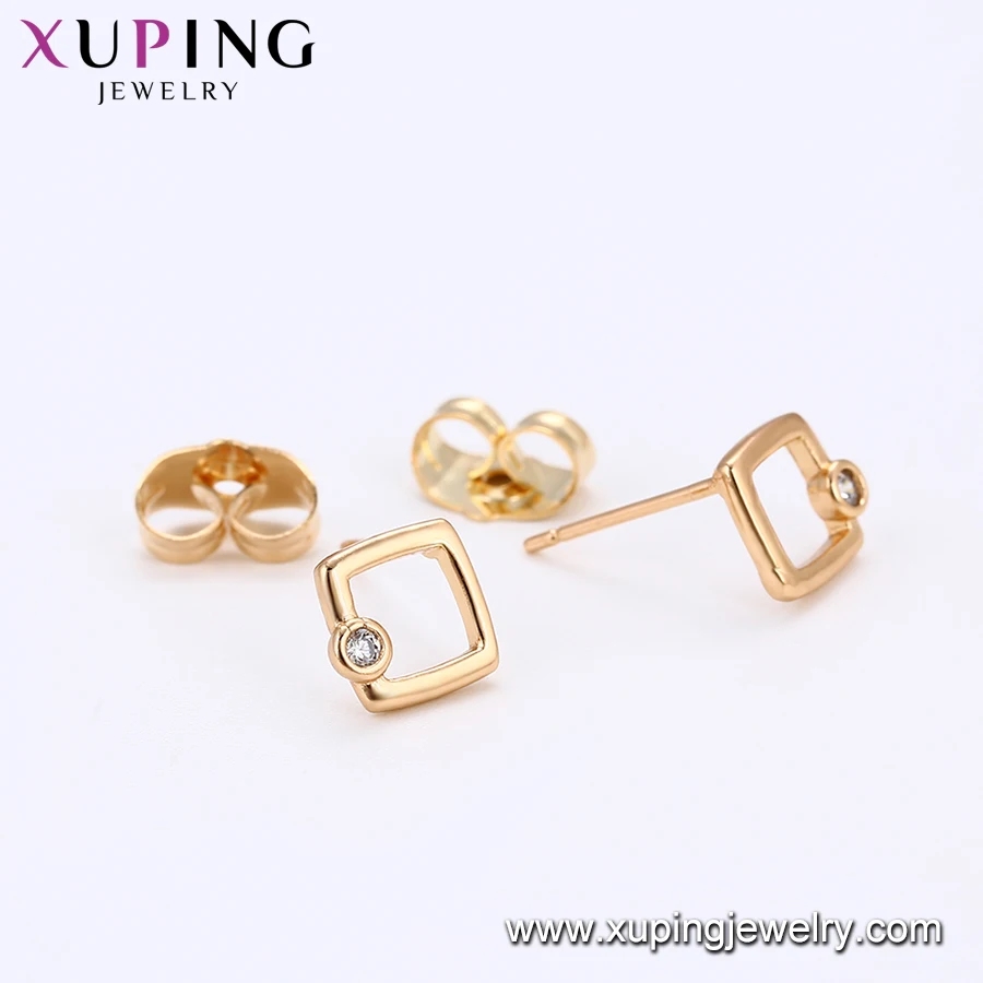 95292 Xuping New Trendy Ladies 18k Gold Square Stud Earring With Copper