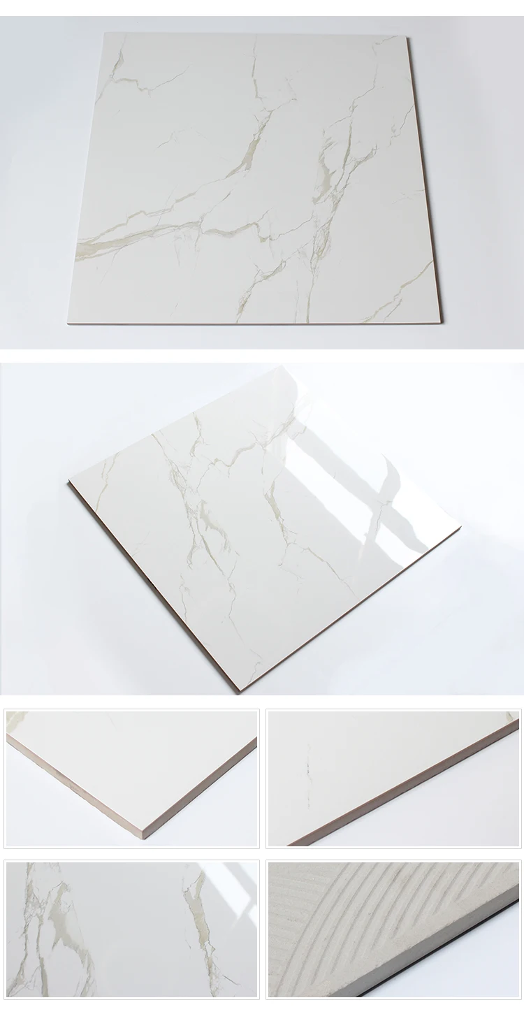 Hasin Living Room Polished Porcelain Glazed Full Body Gold Line Marble Floor Tiles