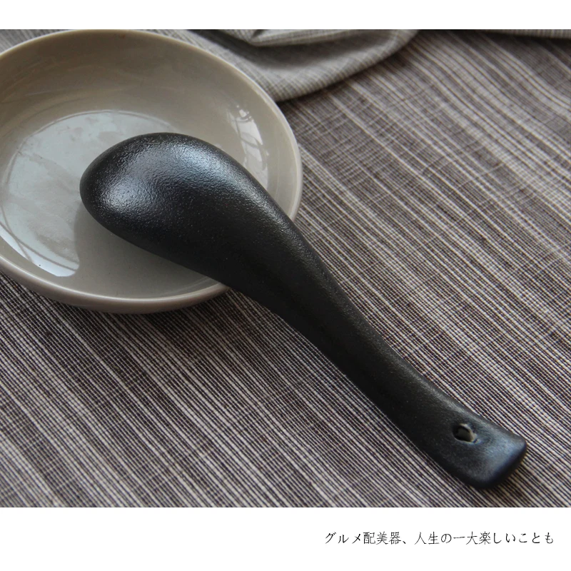 Wholesale Black Matte Porcelain Spoon Chinese Longhandled Spoon Buy