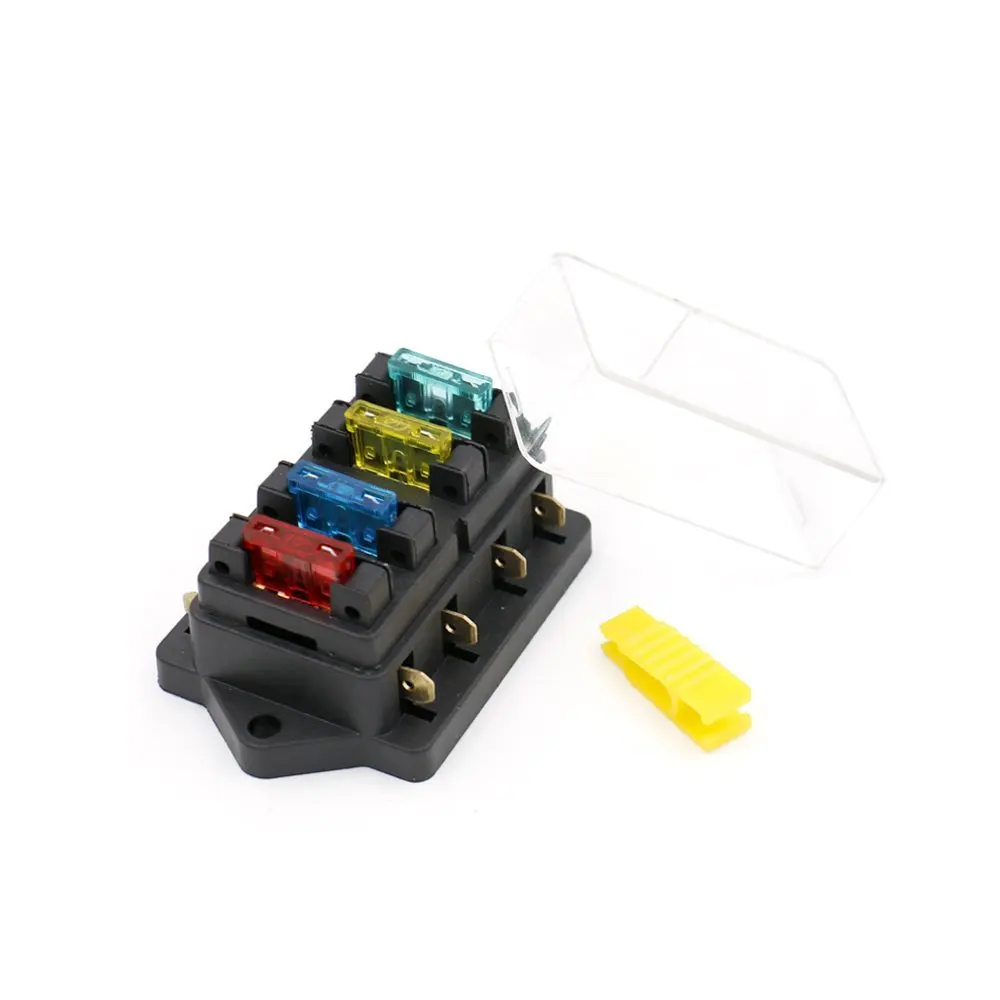 Baomain Fuse Holder Box 4 Way Car Truck ATO ATC 12V/24V Blade Fuse Box ( incl. Blade Fuse )