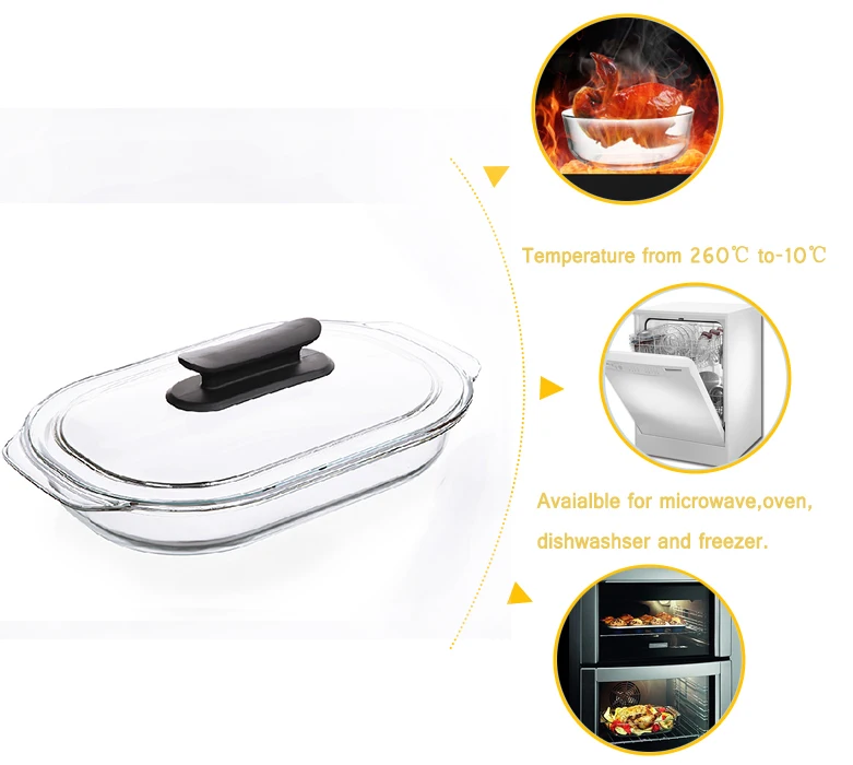 Couvercle de casserole en verre, plat de cuisson en verre résistant à la chaleur avec couvercle, plat à gâteau en verre borosilicate pour four