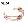 18K Rose Gold Lovely Cute Simple Hello Kitty Avirl Animal Cat Open Bracelet For Kids Children Bangle
