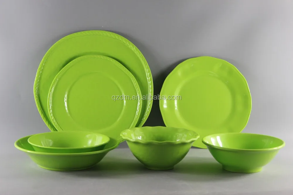 Solid Melamine Dinner Set,Green Plastic Tableware Set