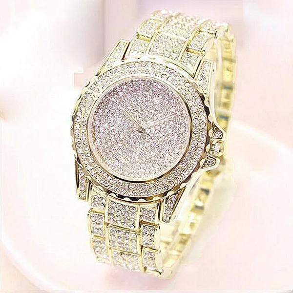 mens gold bling watches