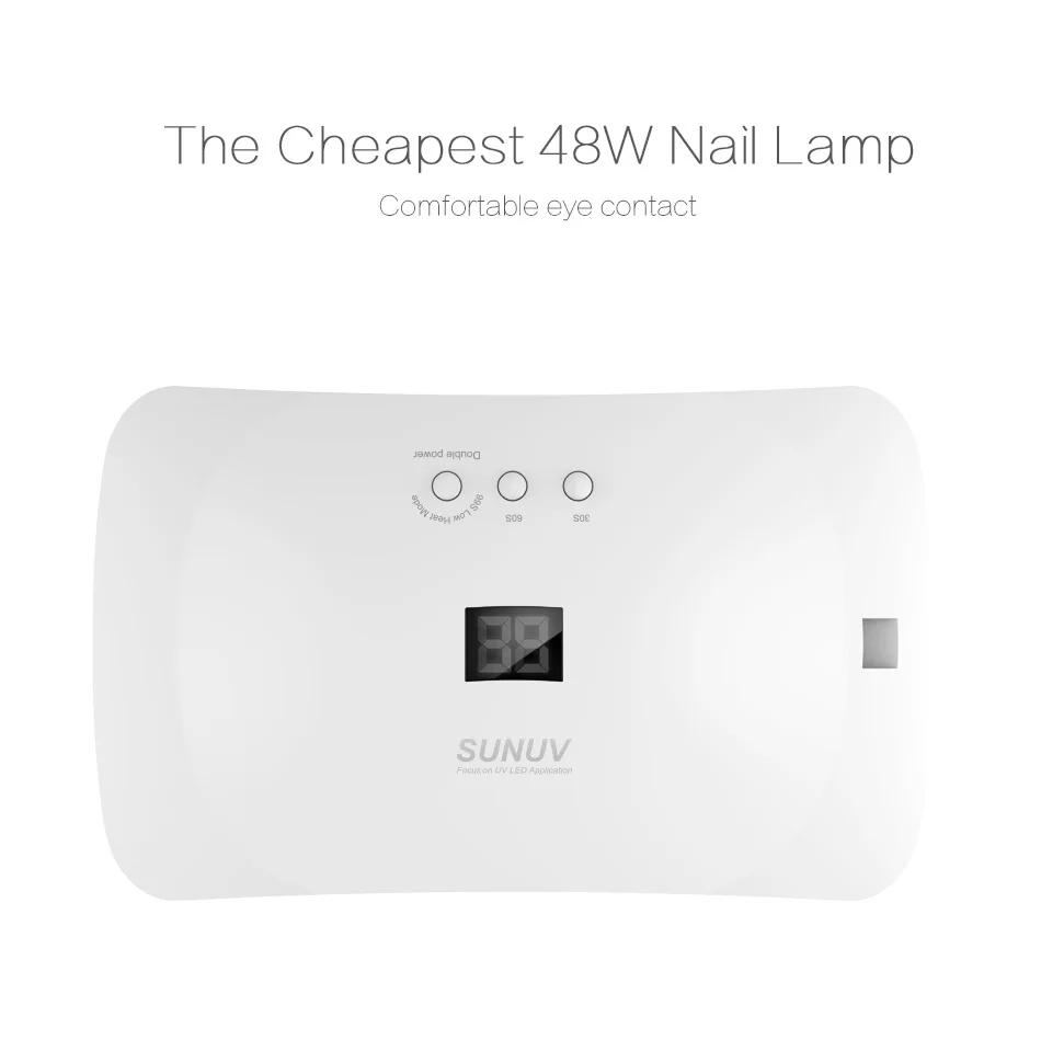 SUNUV SUN8 UV LED Nail Lamp 48W Nail Gel Dryer 30s 60s Timer 90s Low Heat Mode Curing UV LED Gels Nail Polish Art Tools