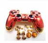 Iron Man Version chrome red front shell+chrome gold back shell with full buttons kit For Playstation PS4 controller Dualshock 4
