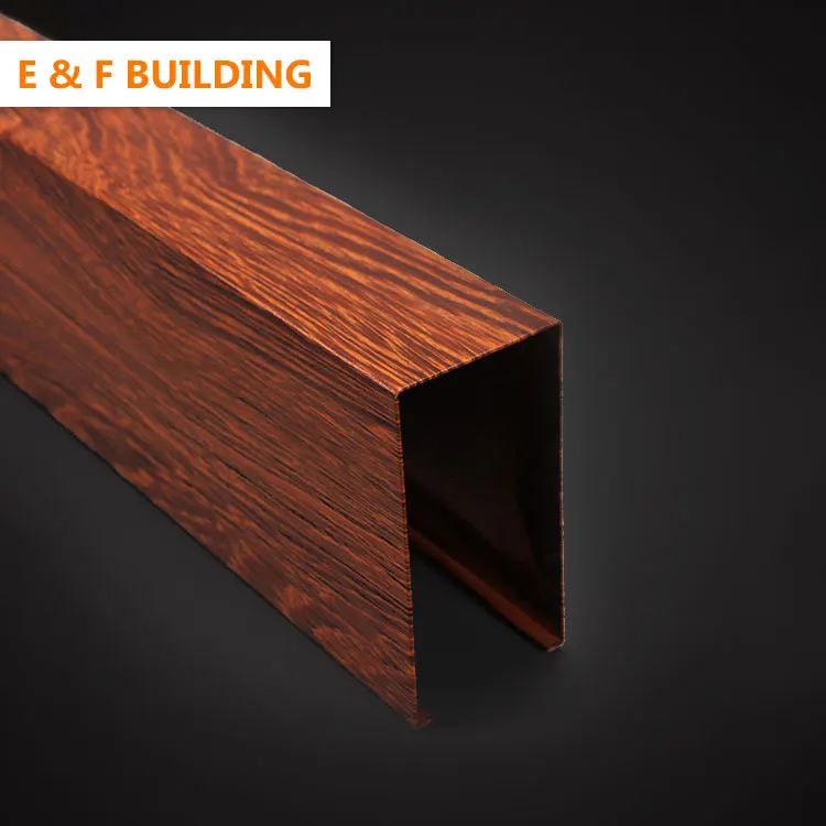 Wooden Color False Wood Finish Aluminum Ceiling Design Interior