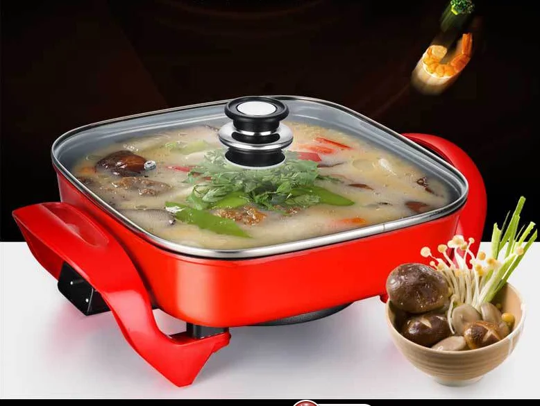 30x30cm Diecast Aluminum Square Electric Fry Pan With Double Heating