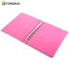 Custom Pink PU leather 4 rings holes folder b5 ring binder with logo embossing