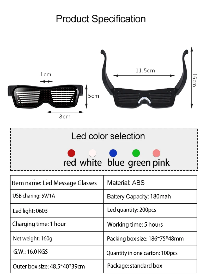 led scrolling glasses